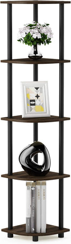 Furinno TURN-N-TUBE Corner Shelf Set of 2, 5-Tier Corner Bookshelf, Open - Image 5
