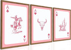 Set of 3 Western Cowgirl Wall Art Pink Bull Skull Wall Decor Painting by TransformYourWallsElevateYourStyle