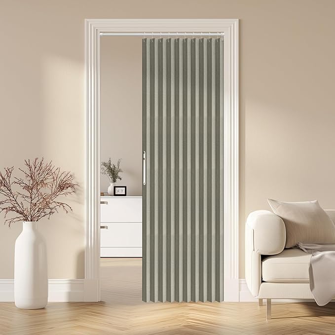 AJAZZ 100% Blackout Accordion Door Magnetic Door Curtain Folding Closet Doors by AJAZZ