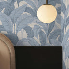 Tempaper Textured Blue Layered Palm Faux Grasscloth Removable Peel and Stick - Image 3