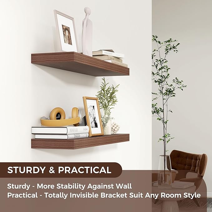 Venusmiles Floating Shelves for Wall 24 inch Long, Engineered Wood Wall Shelves - Image 4