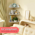 Cloud Corner Floating Shelves，Set of 3 White Corner Wall Shelf Floating Wooden - Image 7