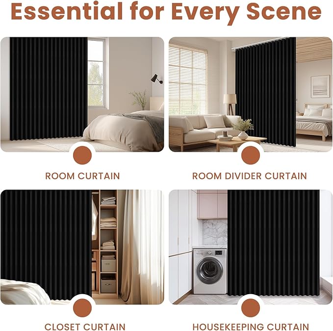 AJAZZ Blackout Accordion Door Curtain 98"x84" Black - Image 5