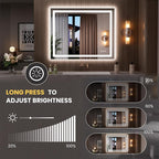 LOAAO 39.4"x31.5" LED Mirror for Bathroom, Lighted Bathroom Mirror - Image 3