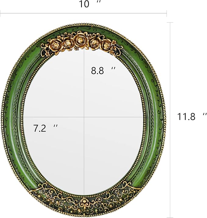 Oval Resin Vintage Mirror, Wall Mounted Decorative Mirror - Image 3