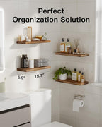 AMADA HOMEFURNISHING Floating Shelves, Paulownia Wood Wall Shelves - Image 2