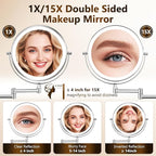 DECLUTTR Wall Mounted Lighted Makeup Mirror, Rechargeable 1X/15X Magnifying - Image 4