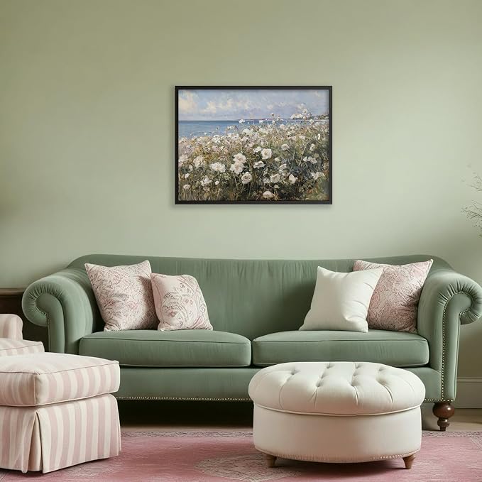 Nature Landscape Wall Art Coastal Wildflower Poster 24X36 inch Black Framed - Image 6