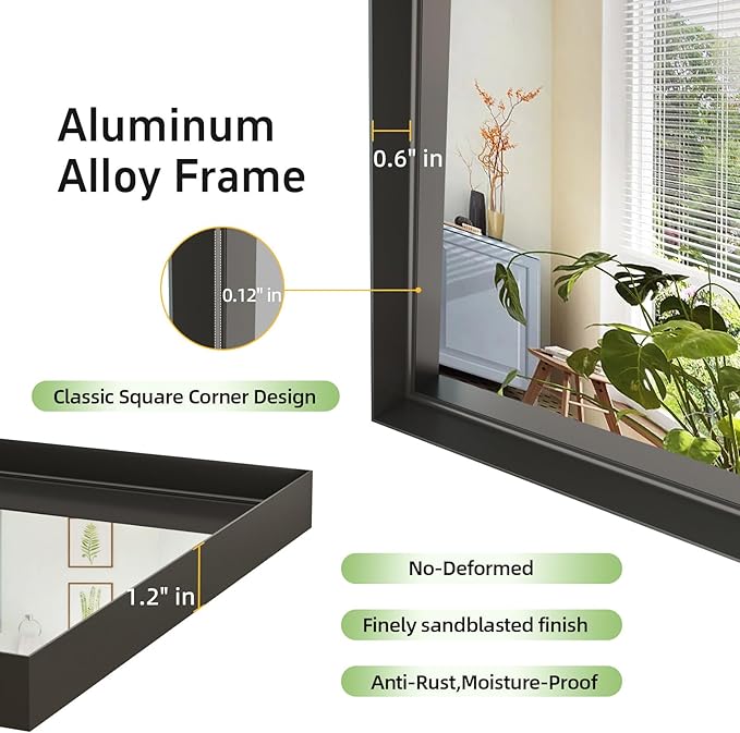 48”x 36” Black Bathroom Mirrors - Image 3