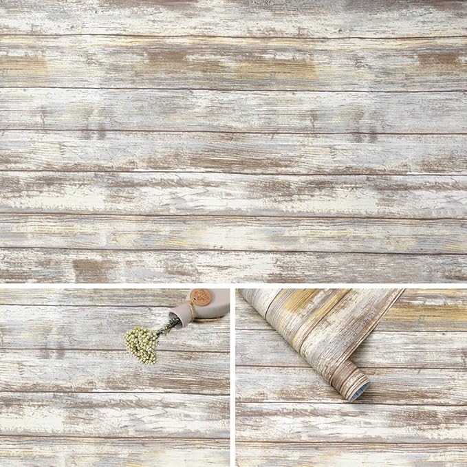 Arthome 17x393'' Gray Rustic Wood Contact Paper Peel and Stick Self-Adhesive by ArthomeWALLDECOR