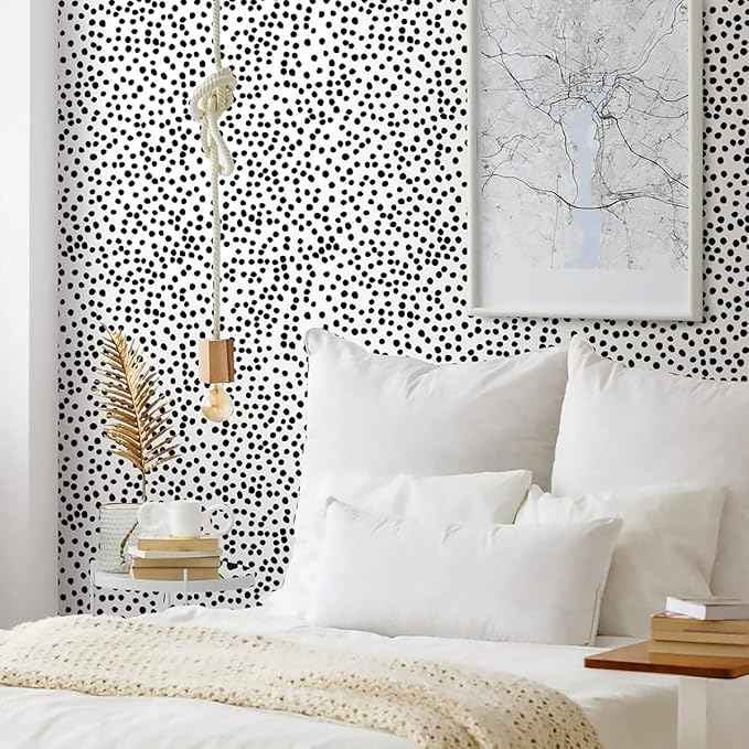 Jeweluck Peel and Stick Wallpaper Polka Dot Wallpaper Stick and Peel 17.7” x - Image 9