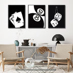 3Pcs Black and White Poker Dice Canvas Wall Art Lucky You Poster Prints Trendy - Image 4