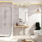 Wall Mount Mirror for Bathroom, Brushed Silver Metal Framed Rounded Corner - Image 2