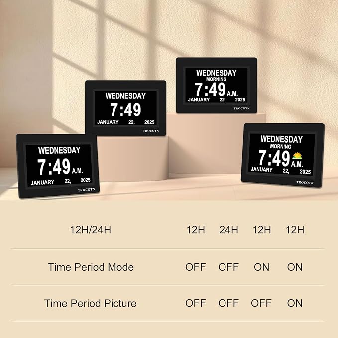 TROCOTN Dementia Clocks, Large Display Calendar Alarm Clock - Image 8