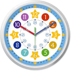 XFM Blue Kids Wall Clock 8 Inch Silent Non Ticking Quartz Battery Operated by XFMWallClock