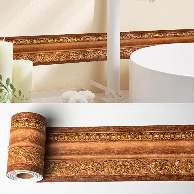 AbaBoorty Wood Wallpaper Border 196"X4.1" 3D Peel and Stick Wall Border - Image 3