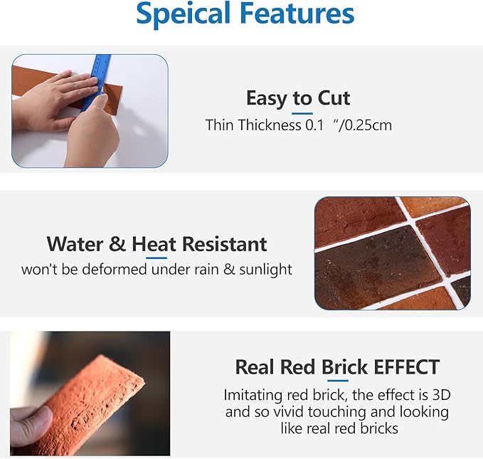 Red Faux Brick Wall Tiles, 3D Thin Brick Veneers - Image 5