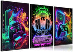 PPV 3Pcs Cool Gaming Wall Art Retro Video Gamer watercolor Posters Pictures by PPV
