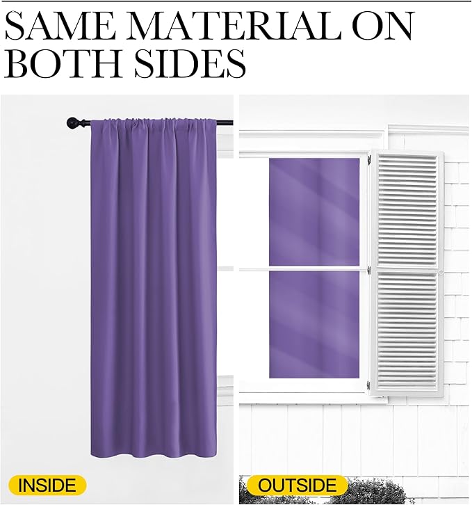 NICETOWN Bedroom Window Curtain Panels, Lilac Purple, 2 Panels, 62 in x 72 in - Image 5