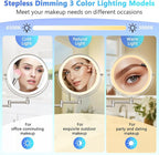 ALHAKIN 9" Wall Mounted Lighted Makeup Mirror, Rechargeable 1X/15X Magnifying - Image 2