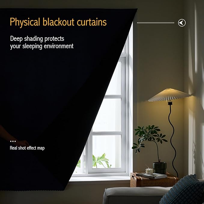 AJAZZ 100% Blackout Shades Window Cover Self Adhesive Curtains Sticky Curtain - Image 4