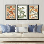 YWJKWLGS Mid Century Boho Wildflower Wall Art Set of 3, 16x24 Inch Black Framed - Image 4