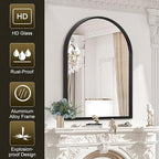 Black Arched Bathroom Wall Mirror Brushed Metal Vanity Wall Mounted Mirror - Image 6
