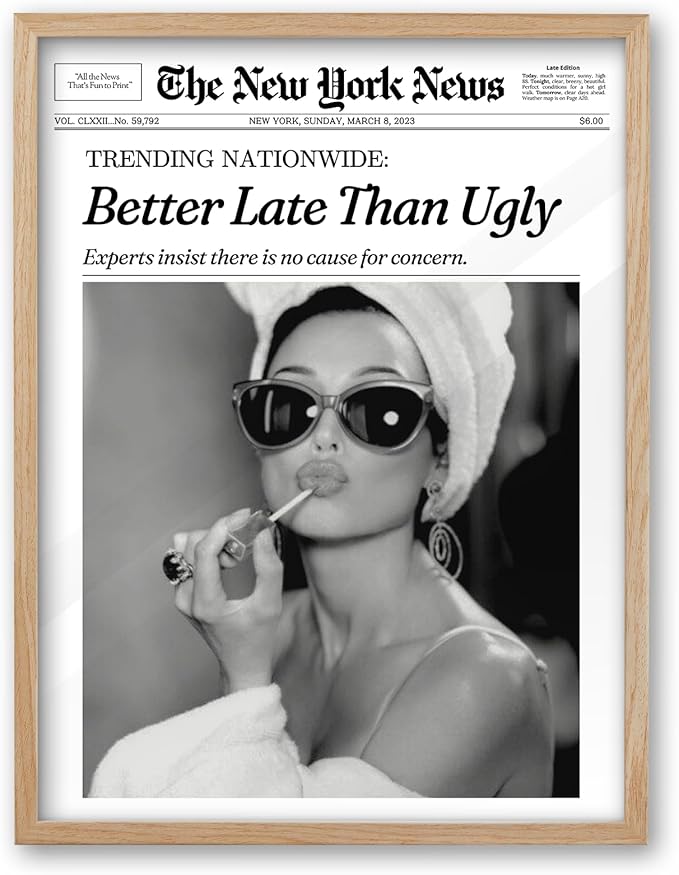 iHery Unframed Hepburn Newspaper Trendy 16x20 in Vintage Headline Canvas Print - Image 3