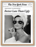 iHery Small Natural OAK Wood Hepburn Newspaper Trendy Bathroom Wall Decor by iHery