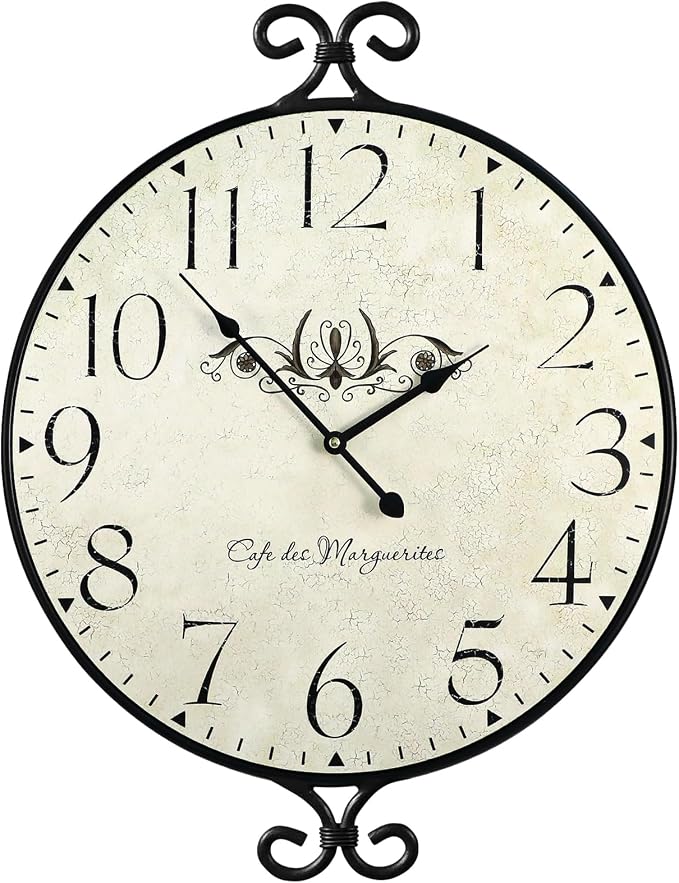 24 Inch Large Farmhouse Wall Clock, Wrought Iron Frame - Image 7