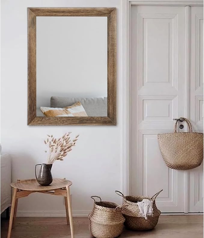 AAZZKANG Rustic Wood Mirror Rectangle Decorative Wall Mirrors - Image 5