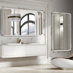 Brushed Nickel Bathroom Wall Mirror, Tempered Glass, Shatter Proof, Hangs - Image 5