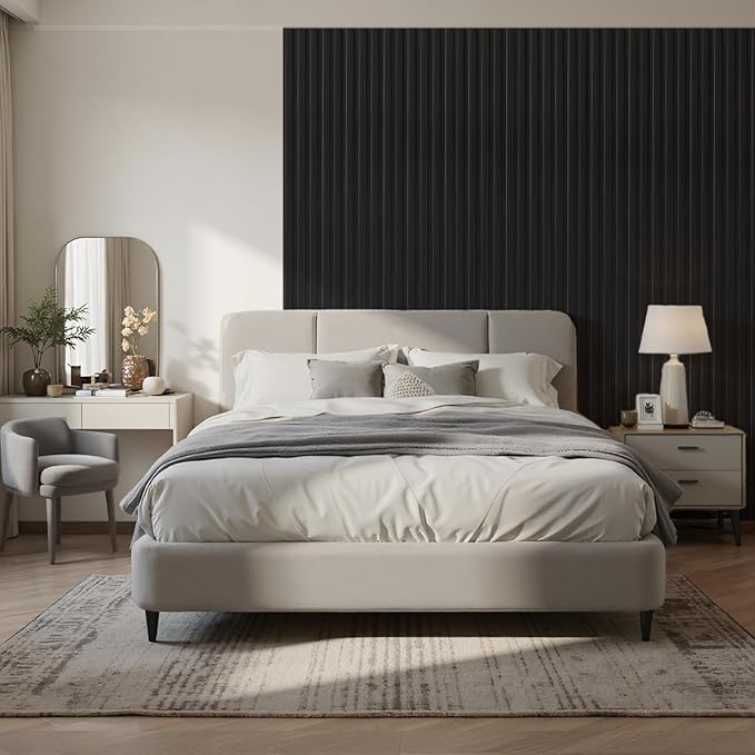 WPC Slat Wall Paneling, TV Background, Living Room, 94.5 x 6 in Matte Black - Image 2