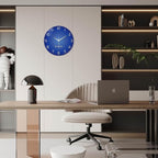 XNM Big Minimalist Glass Wall Clocks Battery Operated 16 Inch Blue Modren Wall - Image 2