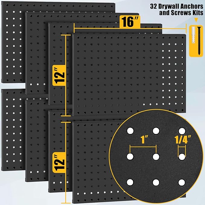 PBHEPJ 8 Pcs Metal Pegboard Panels, Heavy Duty Peg Boards - Image 3
