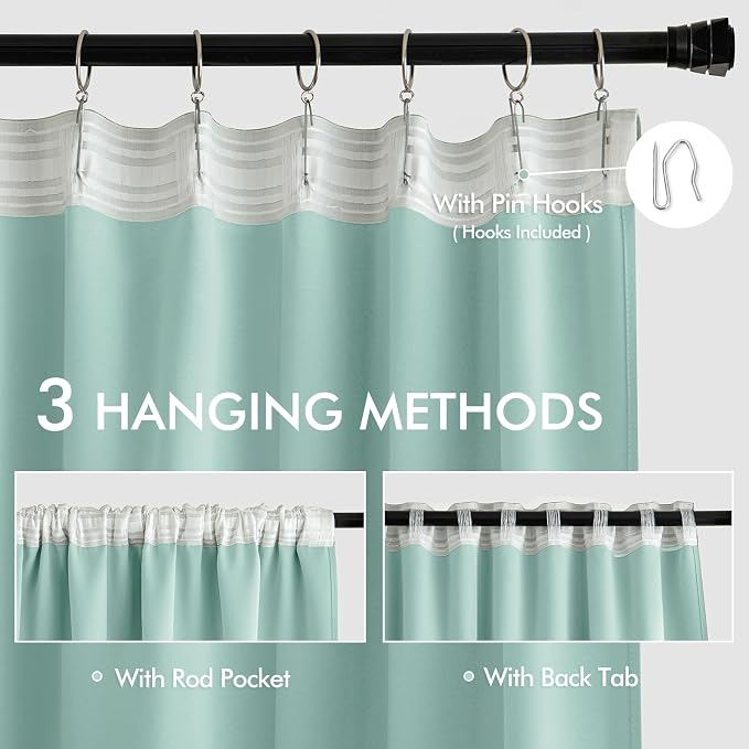 MIULEE Aqua Back Tab Blackout Curtains 84 Inch Length 2 Panels Set - Image 3