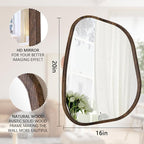 Asymmetrical Mirror Irregular Oval Wall Mirror Modern Wood Frame Unique Shape - Image 7