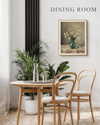 VIYYIEA Framed Wall Art for Living Room, Snowdrop Flowers in Green Glass Vase - Image 3