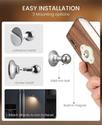Wood LED Wall Sconce Magnetic 360°Rotate Mounted Mini Lamp Brightness - Image 5