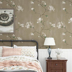 Laatse Floral Wallpaper Peel and Stick 17.5" x 393" Khaki Floral Contact Paper - Image 4