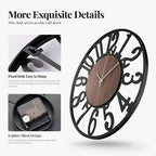 Large Wall Clock for Living Room Decor, 24 inch Decorative Wood Wall Clocks - Image 4
