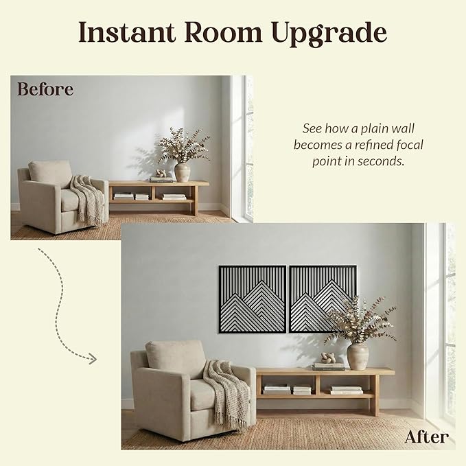 River's Edge Essentials Wood Mountain Wall Decor – Set of 2 Modern Wood Wall Art - Image 5