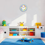 XFM Blue Kids Wall Clock for Boys Bedroom 10 Inch Silent Colorful Teaching Time - Image 5