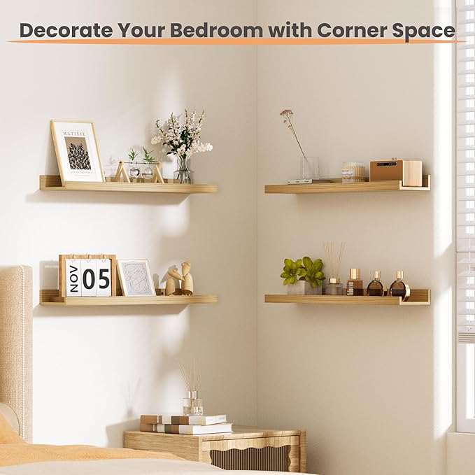 upsimples Floating Shelves for Wall, 23.6 Inch Shelves for Decor Storage Set of - Image 2