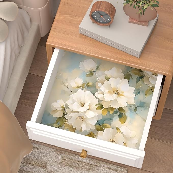 Floral Wallpaper Peel and Stick Vintage Beige Flowers Contact Paper Vinyl - Image 3