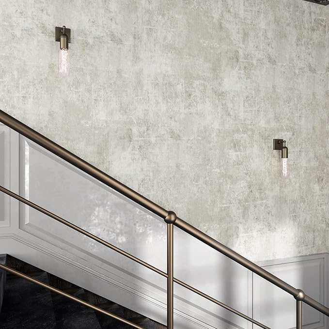VEELIKE Distressed Light Grey Concrete Wallpaper Peel and Stick Modern Limewash - Image 3