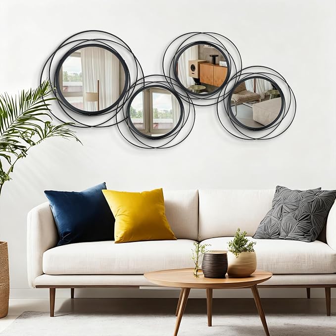 4 Set. Circle Mirrors for Wall Decor for Living Room Bedroom Bathroom Entryway - Image 3