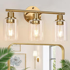 3-Light Gold Bathroom Light Fixtures, Modern Bathroom Vanity Light by Zarbitta