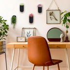 MyGift Set of 4 Mini Matte Black Ceramic Indoor Wall Planter, 6 Inch - Image 2