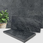 AULIGET 6" x 12" Black Slate Peel and Stick Backsplash Wall Tiles, PVC Faux by AULIGET